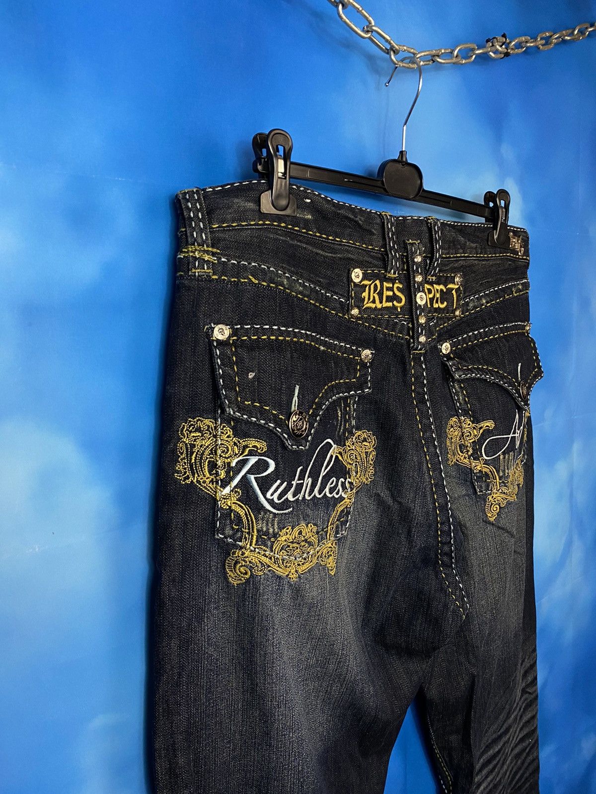Japanese Brand × Vintage Ruthless Art sk8 rap baggy pants y2k Ed Hardy style Size US 38 / EU 54 - 3 Thumbnail