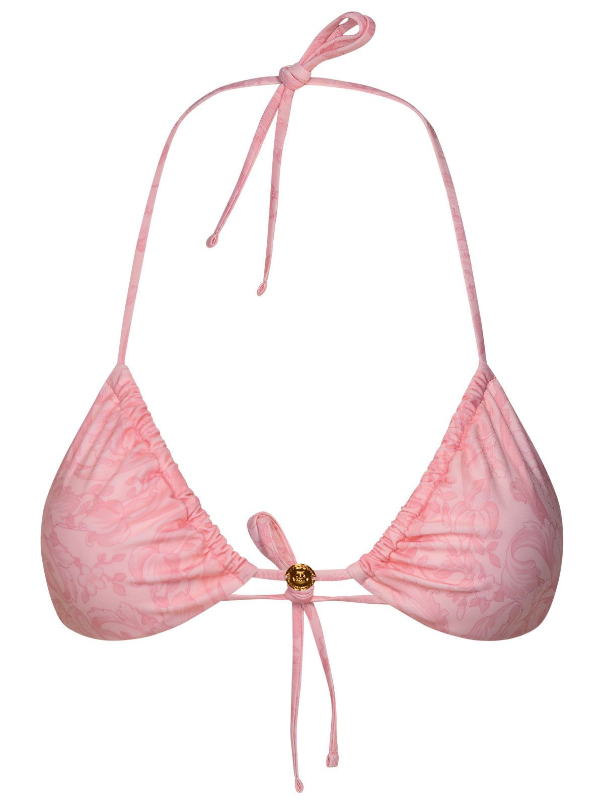 image of Versace 'barocco' Pink Polyester Blend Bikini Top, Women's (Size Small)