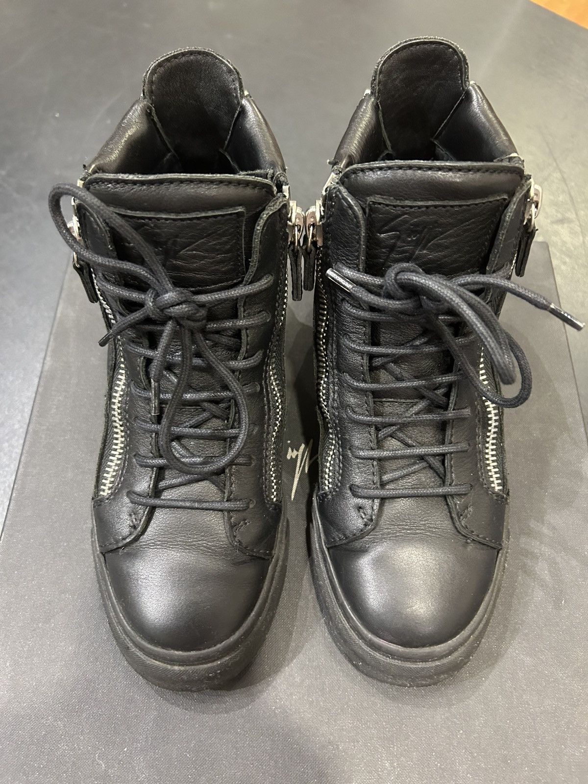 Giuseppe Zanotti Giuseppe Zanotti Zip Leather High Top Sneakers Size US 5 / IT 35 - 4 Thumbnail