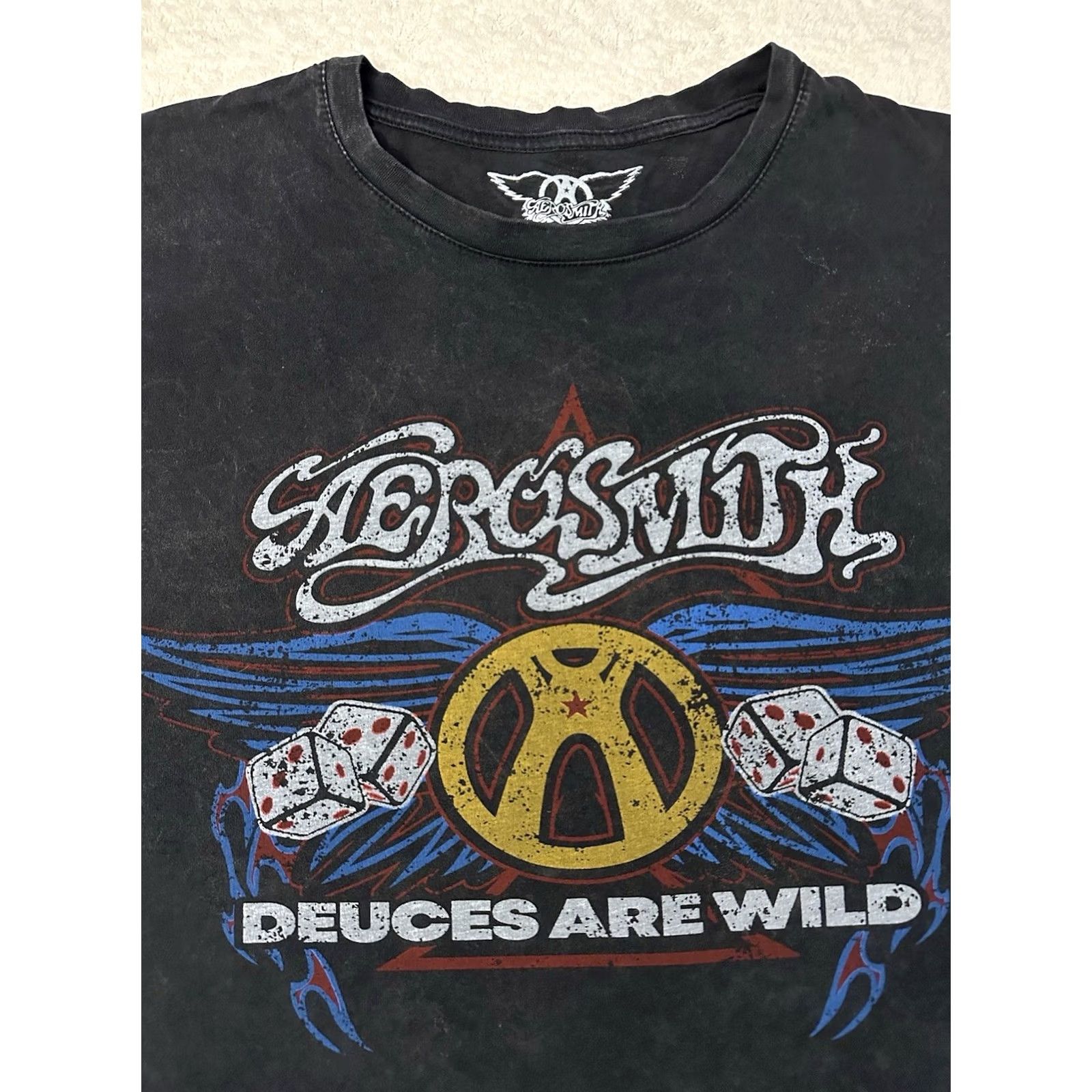 Vintage Aerosmith T-Shirt Mens S Black 2000s Y2K Deuces Are Wild Promo Music Band Rock Star, Men's — image 2 of 6