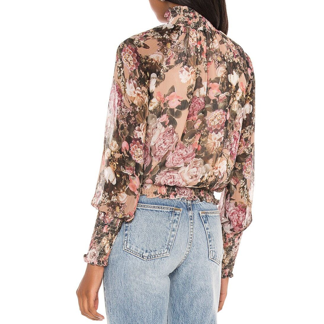 Amanda Uprichard Amanda Uprichard Bentley Pink Floral Sheer Mock Neck Top Size L / US 10 / IT 46 - 12 Thumbnail