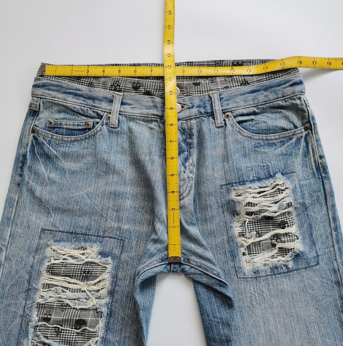 Other Unbrand Skull Patches Double Waist Denim Jeans Size US 32 / EU 48 - 11 Thumbnail