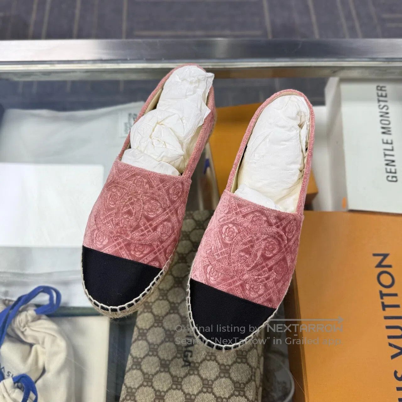 Chanel Chanel Red Velvet Camellia Fisherman's Shoes Size US 5.5 / IT 35.5 - 1 Thumbnail