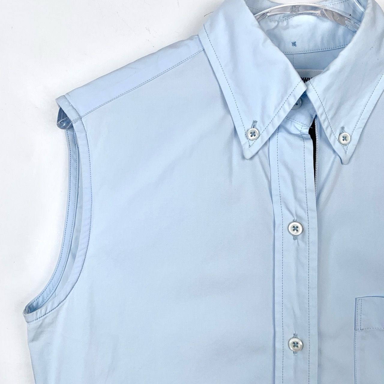Thom Browne Thom Browne Blue Collared Cotton Sleeveless Shirt (Size 38) Size XS / US 0-2 / IT 36-38 - 7 Thumbnail