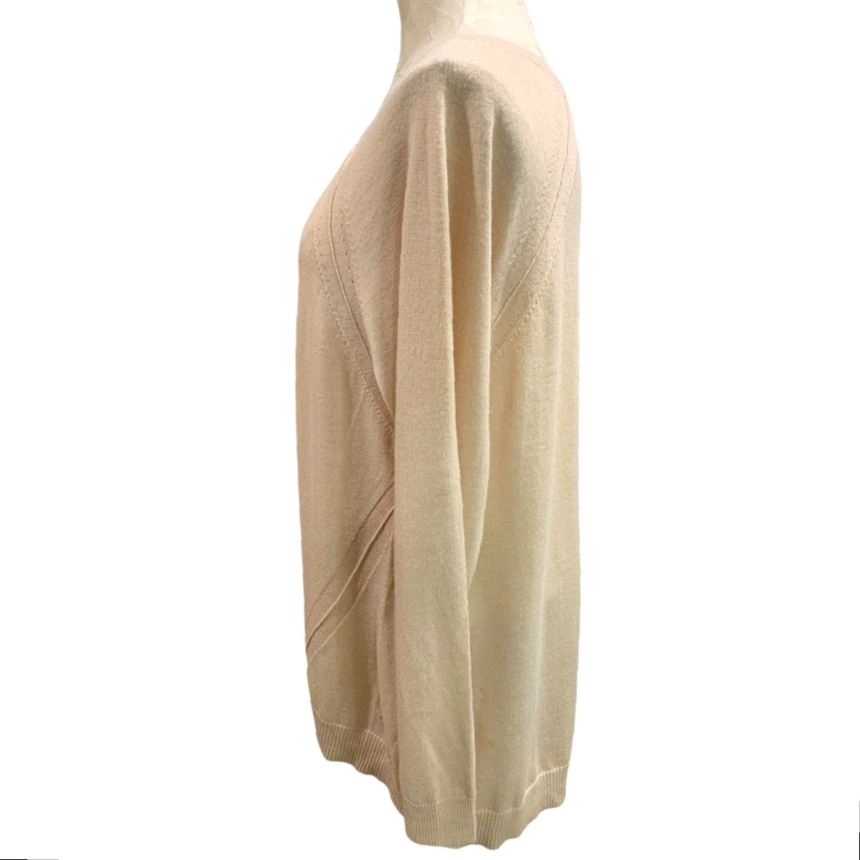 Eileen Fisher Womens Sweater Italian Yarn Beige Lightweight XL