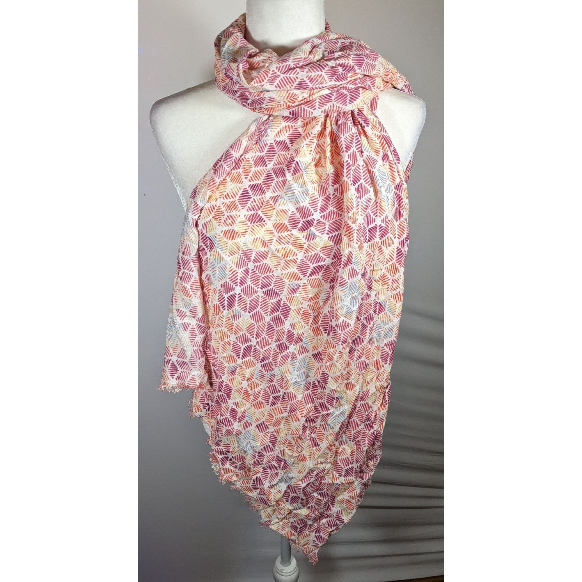 Other Warm Tone Floral Rainbow Print Lightweight Scarf Size ONE SIZE - 7 Thumbnail