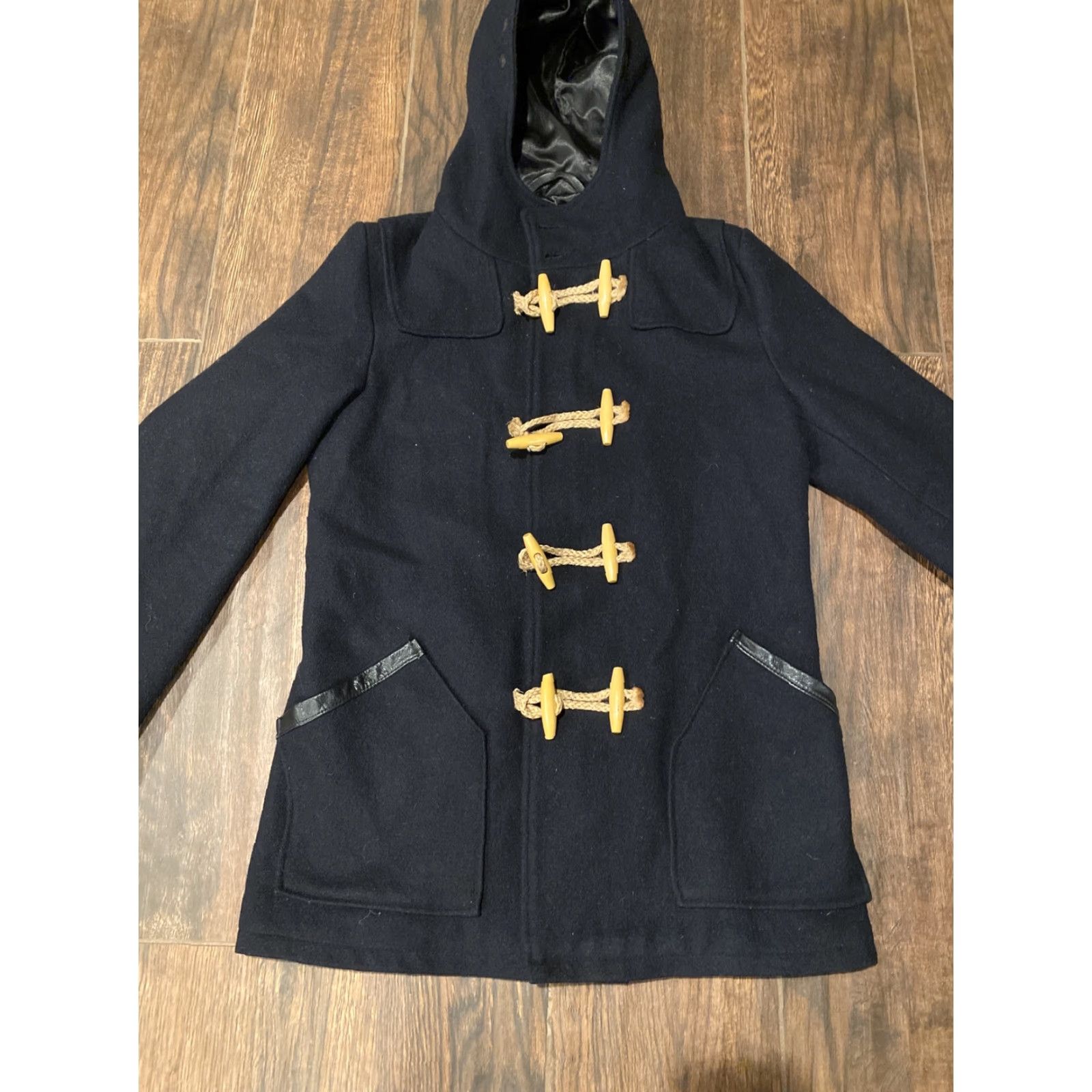 Schott SCHOTT NYC Wool Duffle Coat Blue Hood Toggle Buttons Hood Canada Womens Small Satin Lining Winter Coat Vintage No Size S / US 4 / IT 40 - 4 Thumbnail