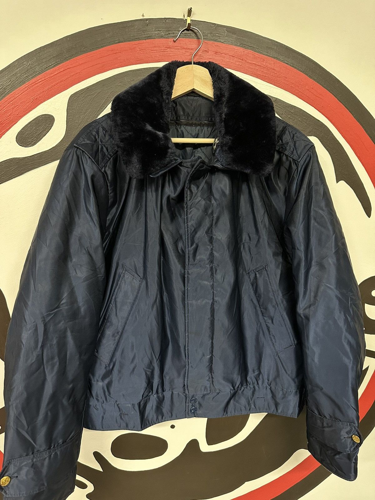 Vintage Vintage 70s Eureka Blue Fur Military Bomber Jacket Size US M / EU 48-50 / 2 - 3 Thumbnail