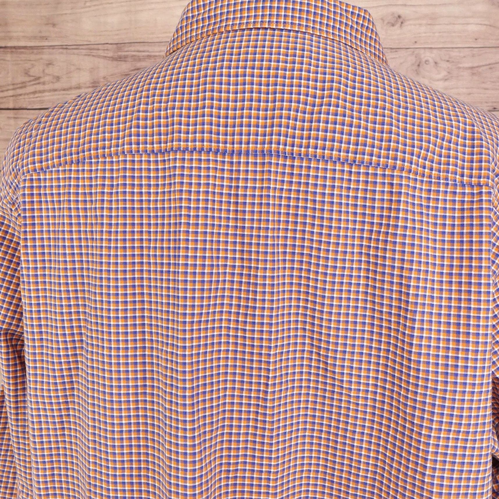 Liz Claiborne VINTAGE Claiborne Shirt Mens 2XL Long Sleeve Casual Cotton Plaid Button-Up Orange Blue Size US XXL / EU 58 / 5 - 5 Thumbnail