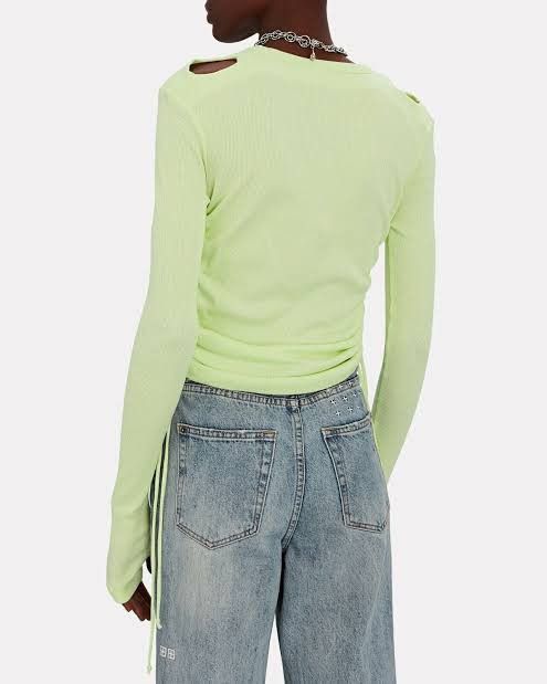 Helmut Lang Helmut Lang - Rib Shoulder Cut Out Ruched Side tie tops Size XS / US 0-2 / IT 36-38 - 2 Thumbnail