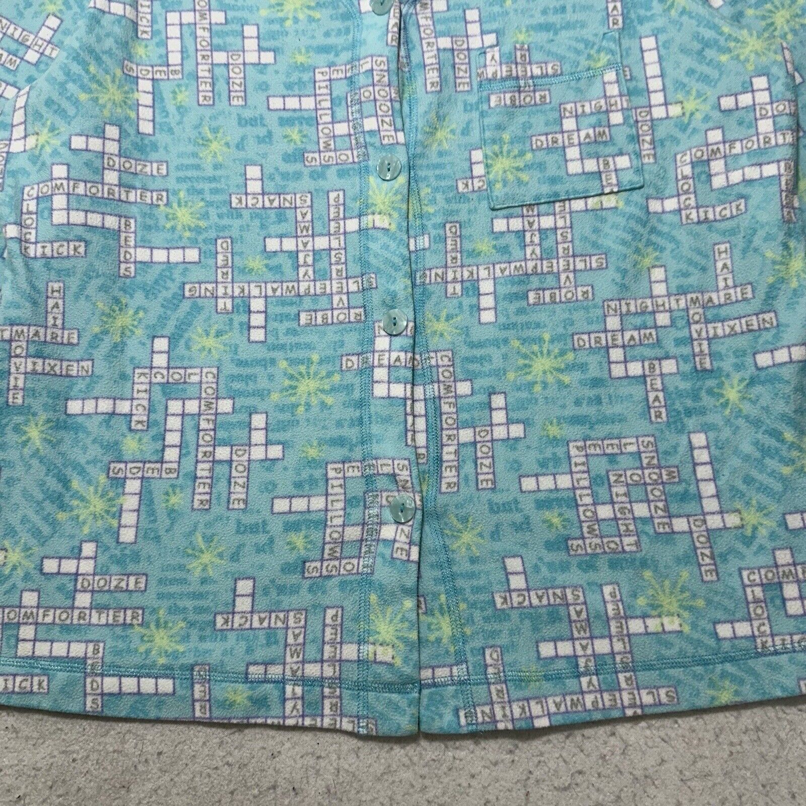 Other Adonna XL Button Down Fleece Shirt Crossword Puzzle Top Blue Size XL / US 12-14 / IT 48-50 - 4 Thumbnail