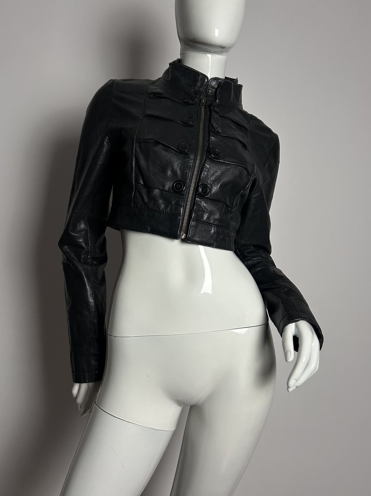 Other Vintage leather cropped jacket with button details Size S / US 4 / IT 40 - 6 Thumbnail