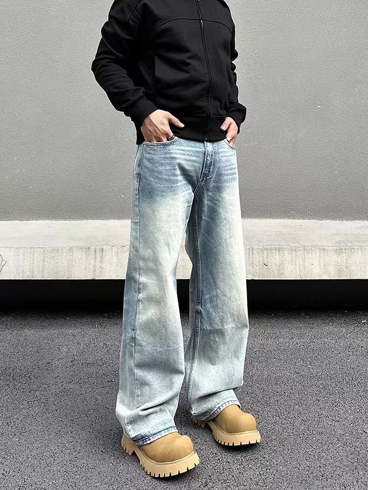 Street Vintage Washed Loose Casual Micro Flare Jeans