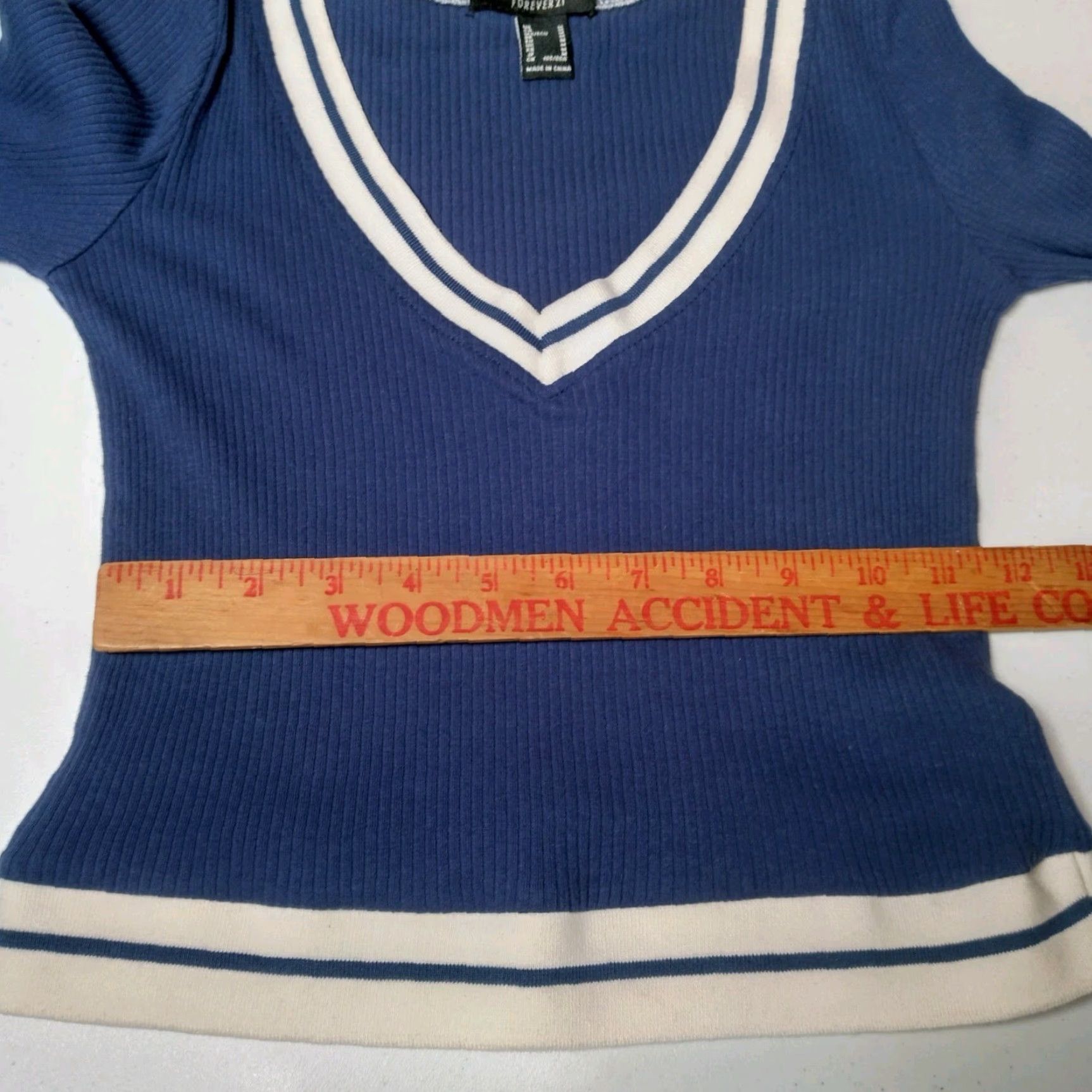 Forever 21 VINTAGE Forever 21 Knit Crop Top Women Juniors Medium Blue Y2K Varsity Slim Fit Size M / US 6-8 / IT 42-44 - 6 Thumbnail