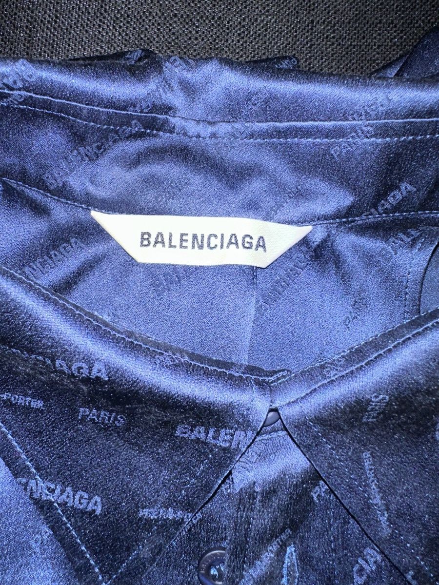 image of Balenciaga Silk Top in Navy Blue, Women's (Size XS)