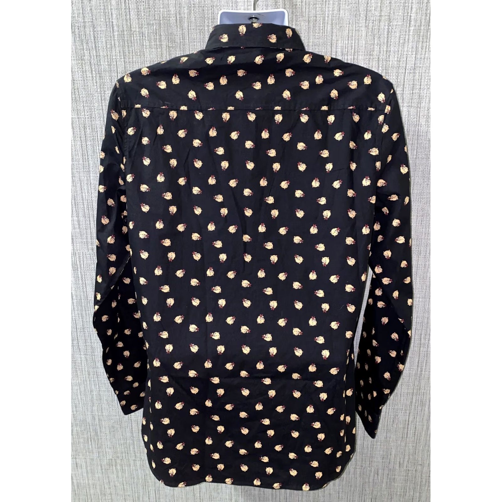 Vintage Warner Bros Porky Pig Long Sleeve Button Front Shirt M Black Cotton Button-Up Men Regular Size US M / EU 48-50 / 2 - 5 Thumbnail