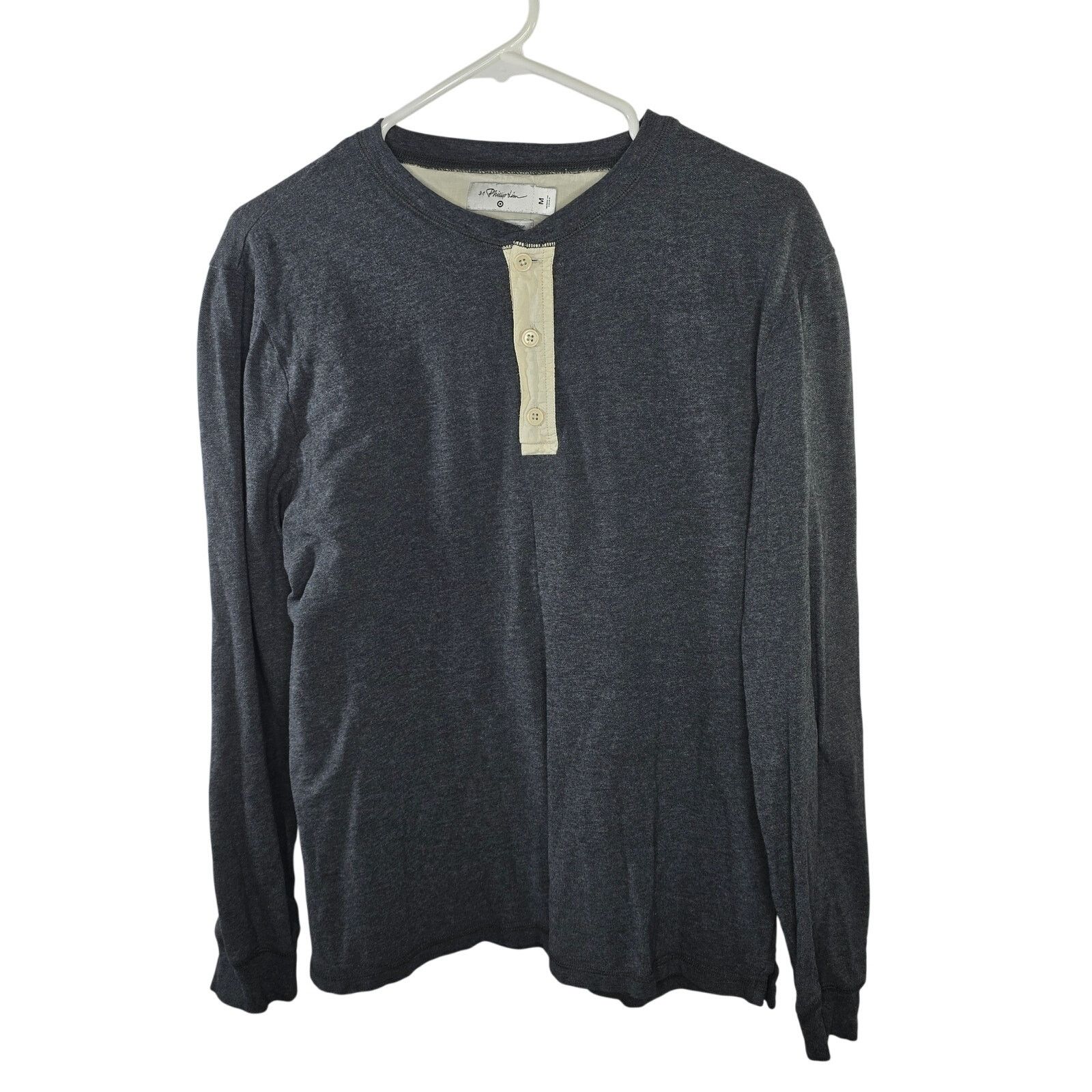 3.1 Phillip Lim 3.1 Phillip Lim Target Gray Long Sleeve Henley Top Medium Size US M / EU 48-50 / 2 - 2 Thumbnail