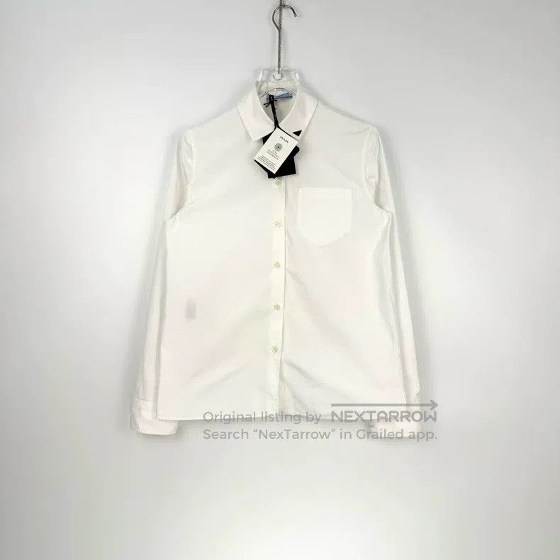 Prada Prada White collar metal triangle logo shirt Size US XXS / EU 40 - 3 Thumbnail