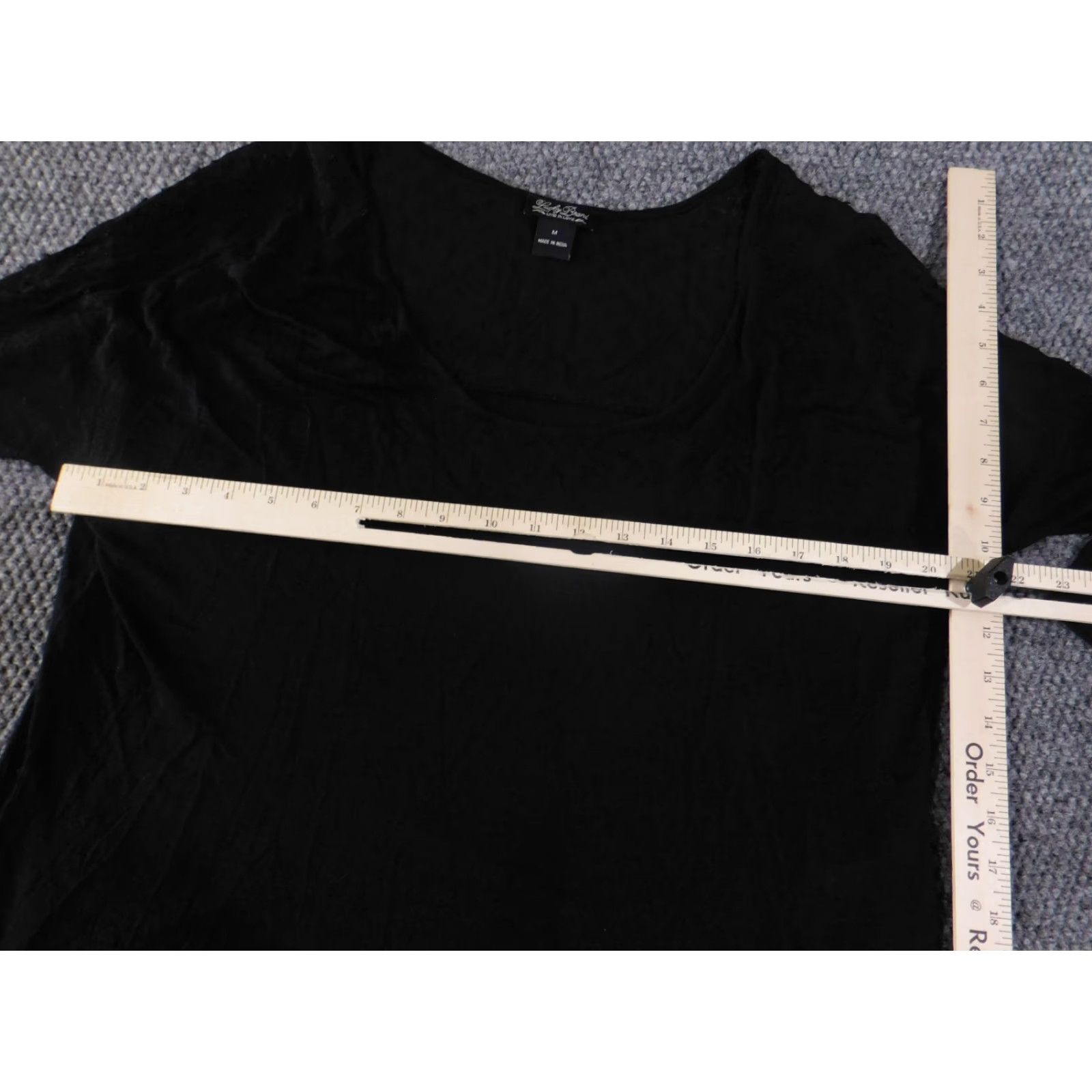 Lucky Brand Lucky Brand Blouse Womens M Black Crew Neck Long Sleeve Rayon Casual Modern Basic Stretch Lightweight Vintage: No hole Size M / US 6-8 / IT 42-44 - 5 Thumbnail
