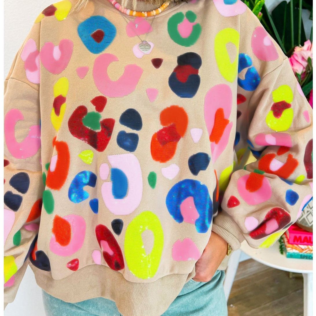 Other Multicolor Leopard Printed Drop Shoulder Pullover Sweatshirt Size L / US 10 / IT 46 - 3 Thumbnail
