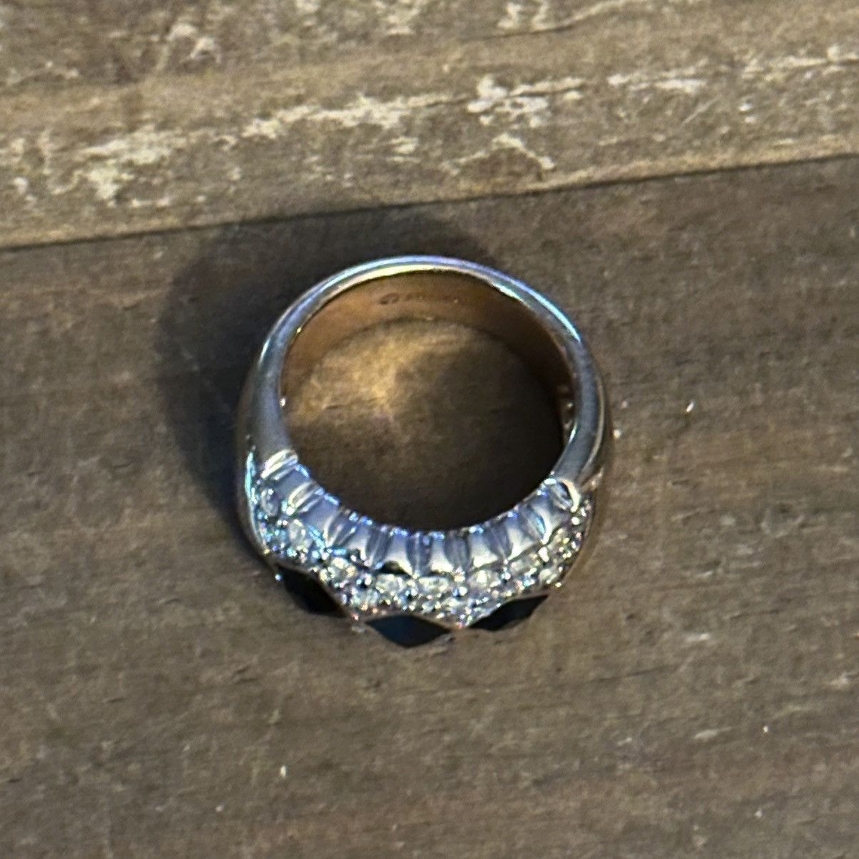 Other 18K HGE simulated Onxy and cubic zirconias ring Size ONE SIZE - 2 Thumbnail