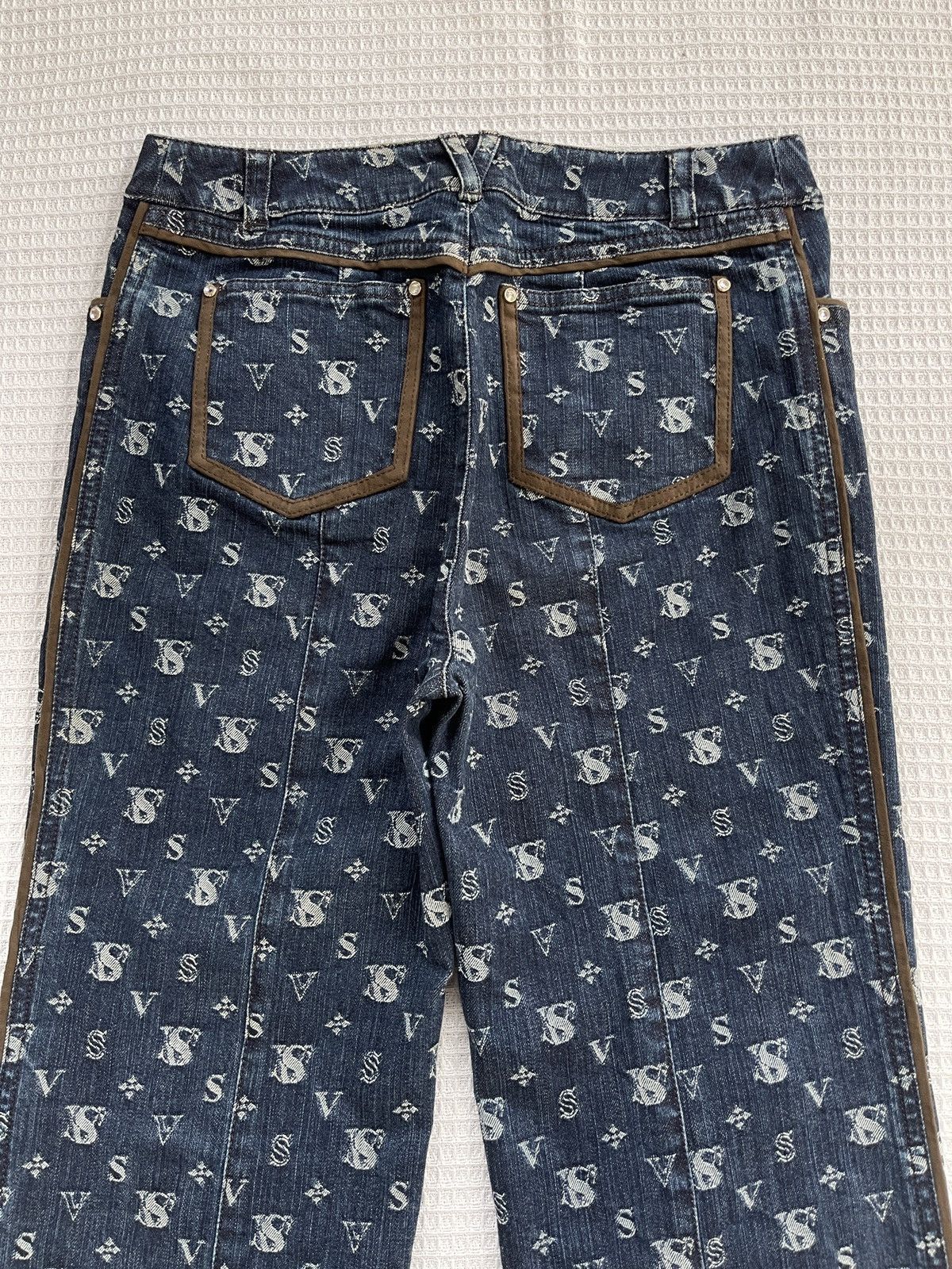 If Six Was Nine Last Drop🔥Very Rare🔥Designer Japan VALENZA Monogram Jeans Size 28" / US 6 / IT 42 - 7 Thumbnail