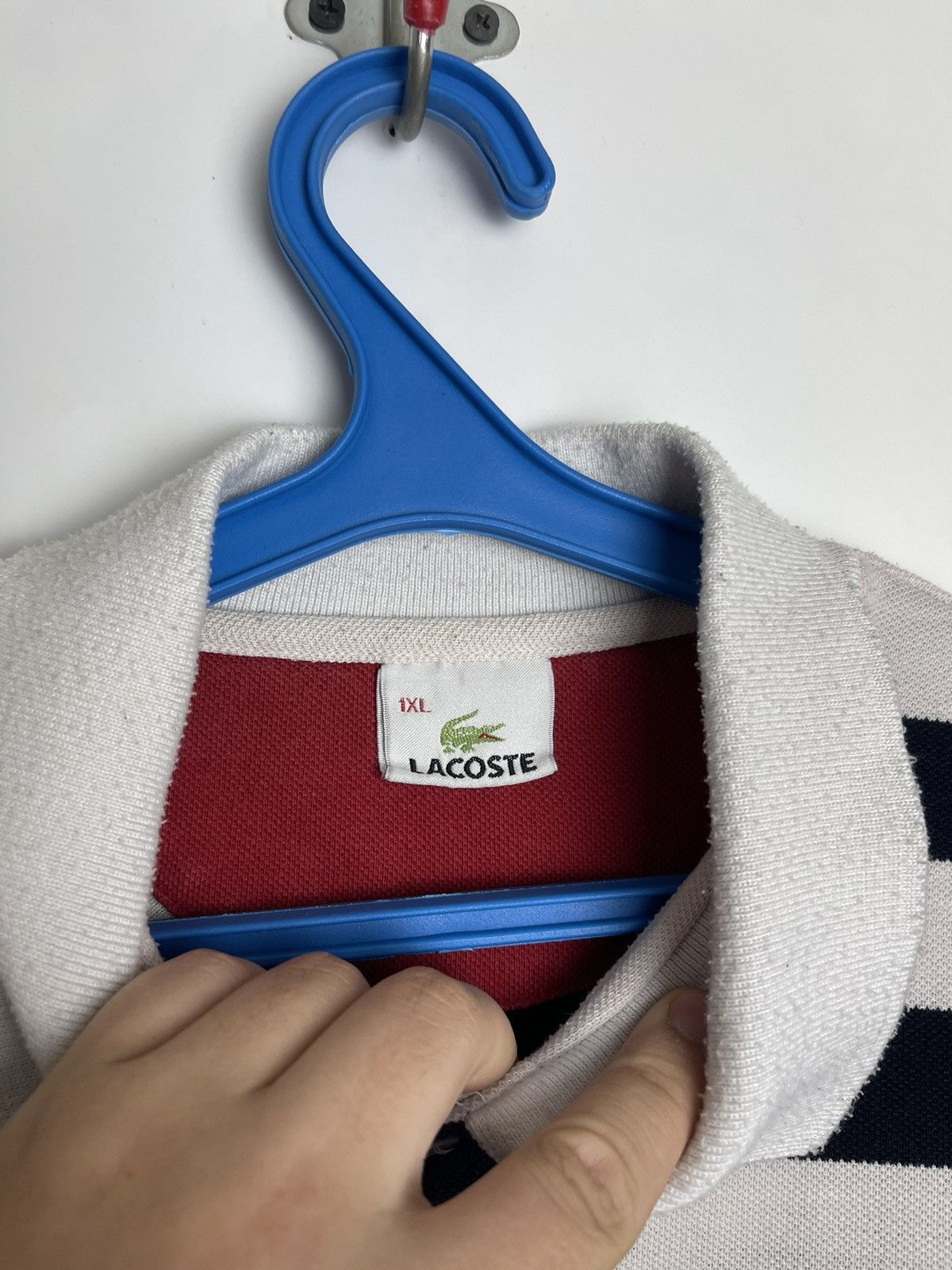 Lacoste × Vintage Vintage Lacoste Croc Logo Applique Beige Polo Shirt 90s Size US XL / EU 56 / 4 - 4 Thumbnail