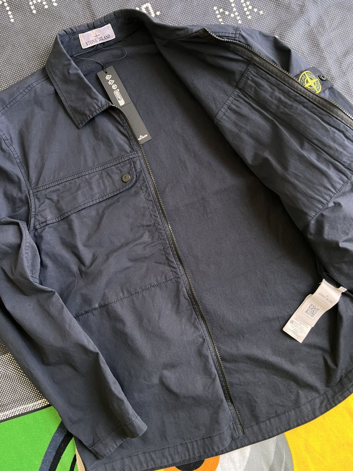Stone Island XL Stone Island Overshirt Cotton Stretch Navy blu jacket zip Size US XL / EU 56 / 4 - 16 Thumbnail