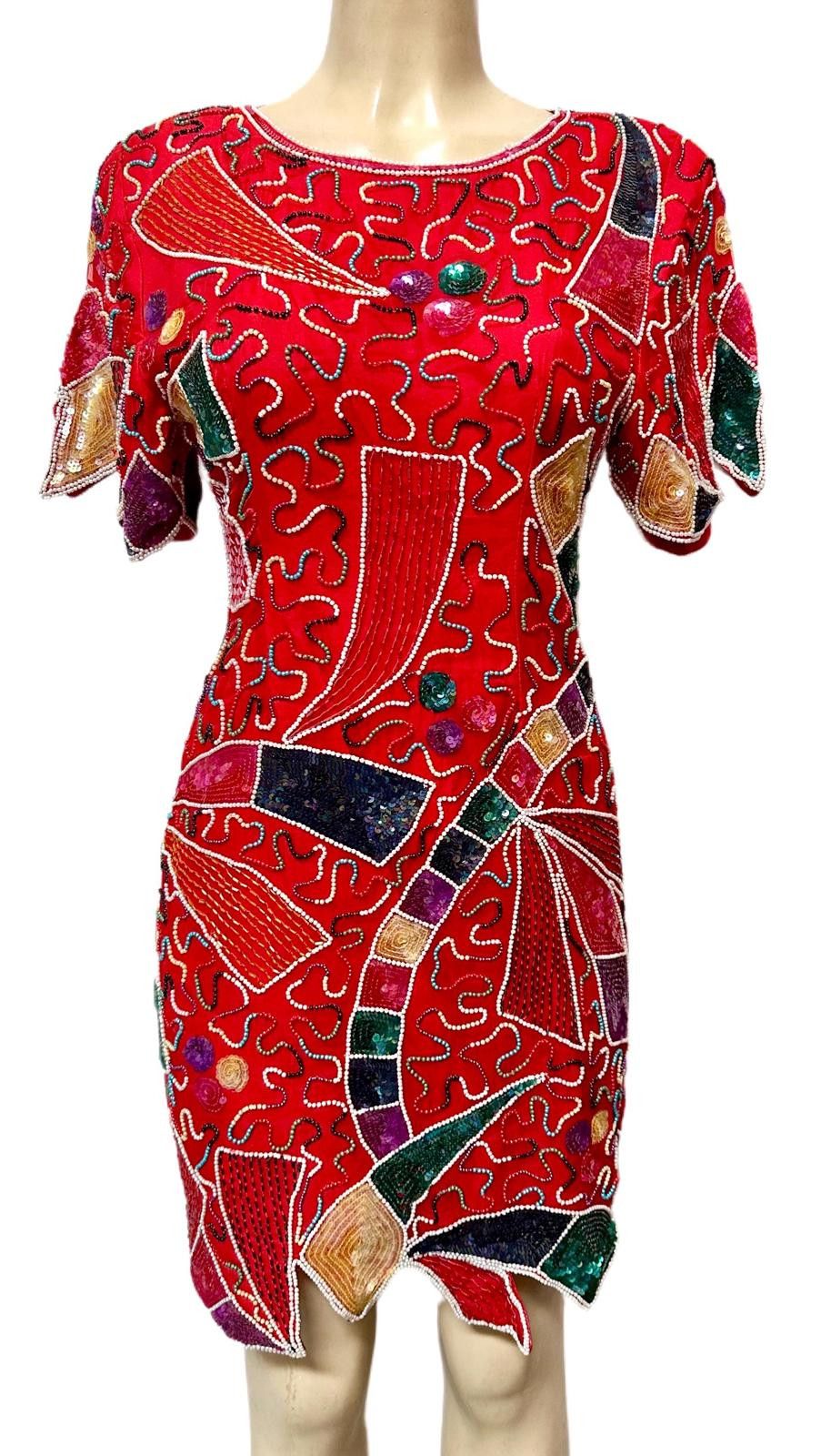 Other Sequined Classic Dress Red Multi size 14 Size XL / US 12-14 / IT 48-50 - 1 Preview