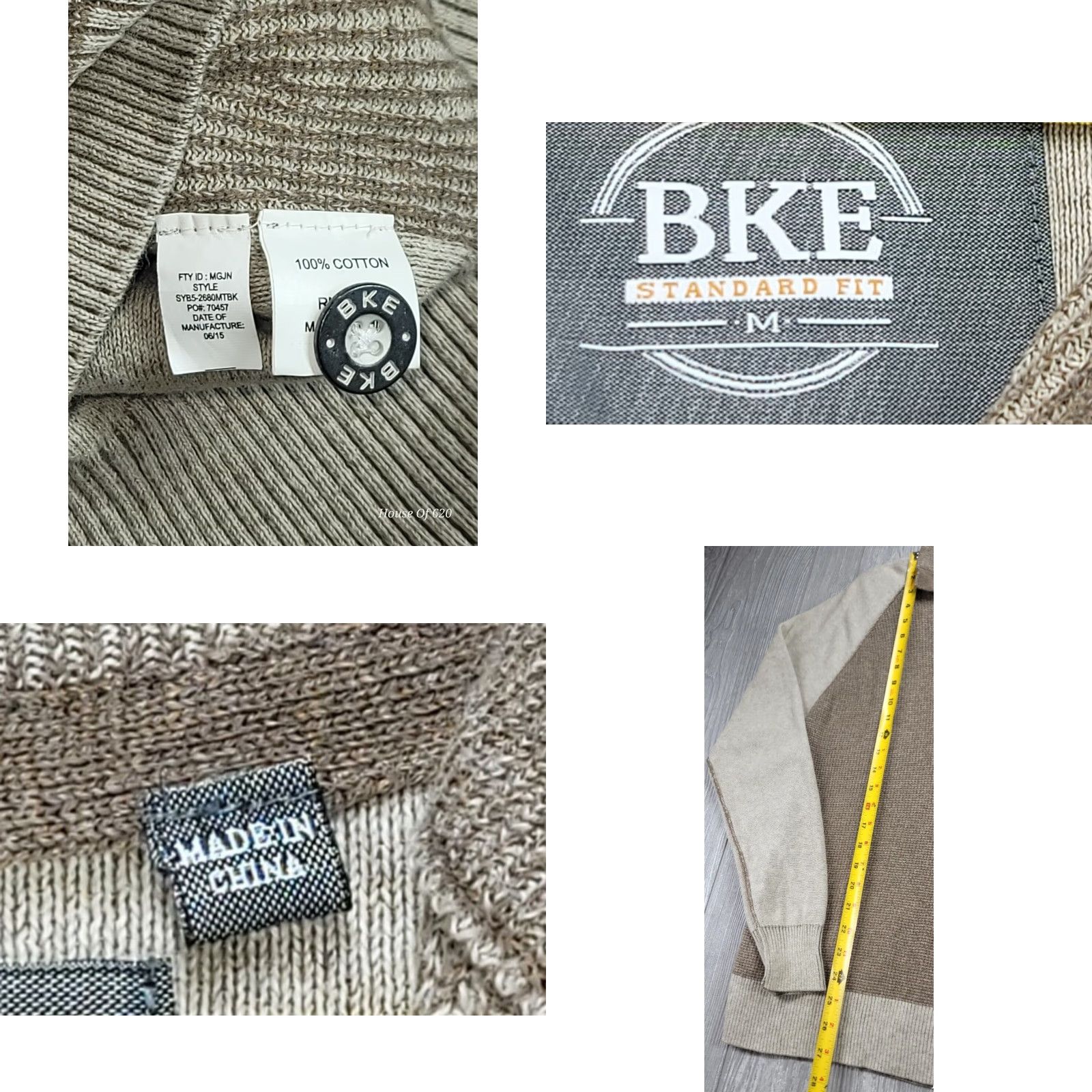 Vintage Buckle Mens M Beige Mock Neck 1/4 Zip Sweater Knit Long Sleeve Henley 1/4 Button Casual Workwear Size US M / EU 48-50 / 2 - 8 Thumbnail