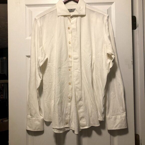 Canali CANALI men's white 100%cotton casual shirt size: L Size US L / EU 52-54 / 3 - 1 Thumbnail