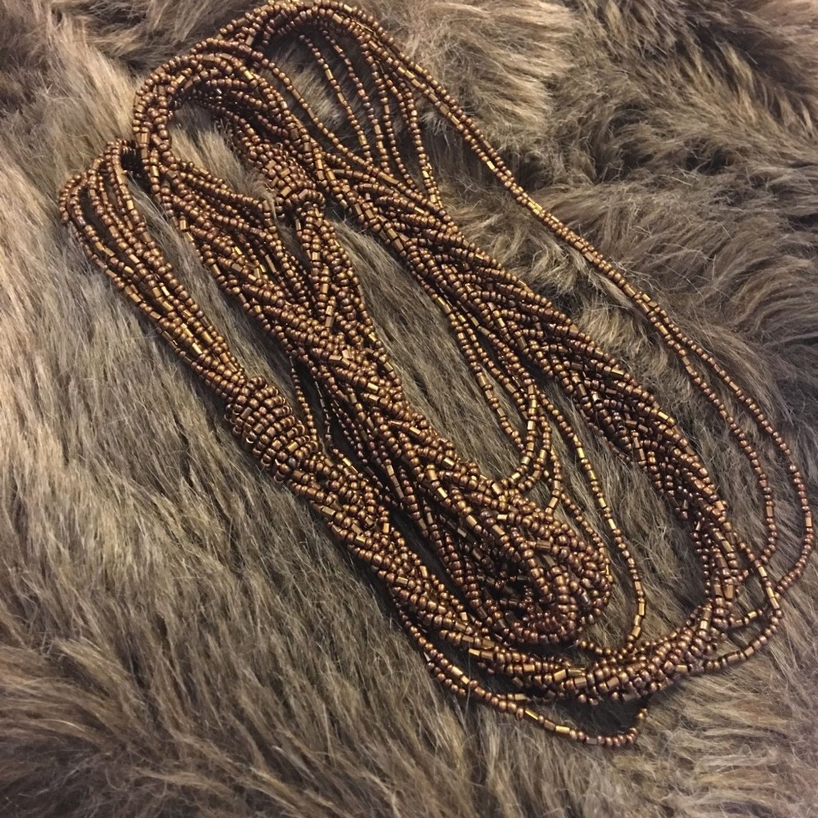 Vintage Copper tone seed bead braided pull on necklace Size ONE SIZE - 5 Thumbnail