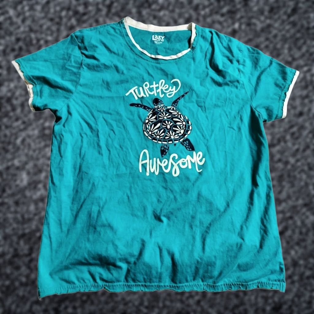 Vintage Womens T-Shirt Beach Sea Turtle Lazy One T-Shirt Green L Size L / US 10 / IT 46 - 1 Thumbnail