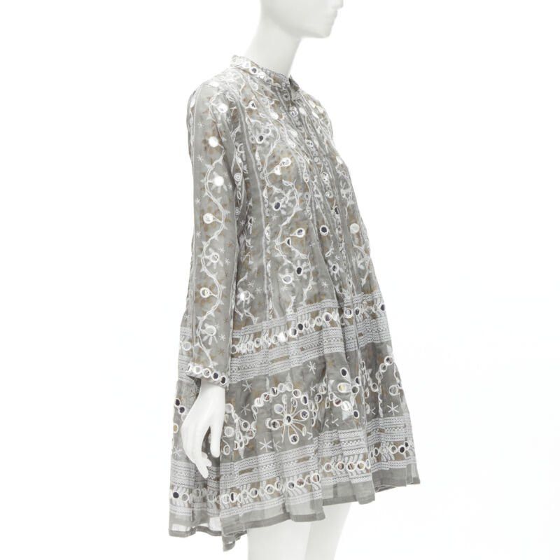 Other JULIET DUNN LONDON grey floral print silver pailette flared hem jacket US2 S Size M / US 6-8 / IT 42-44 - 1 Thumbnail