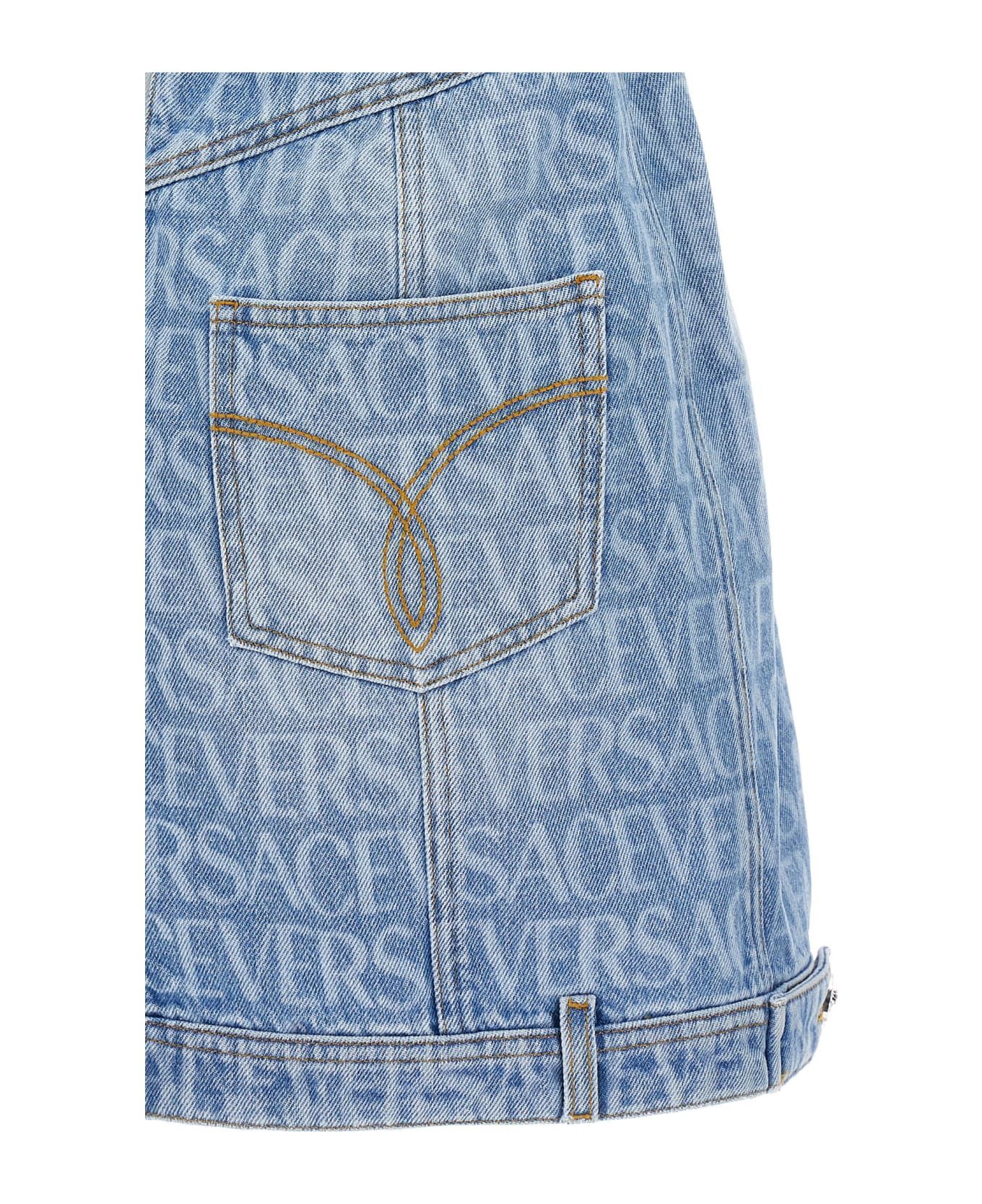 Versace o1y0226 Denim Mini Dress in Blue Size S / US 4 / IT 40 - 4 Thumbnail