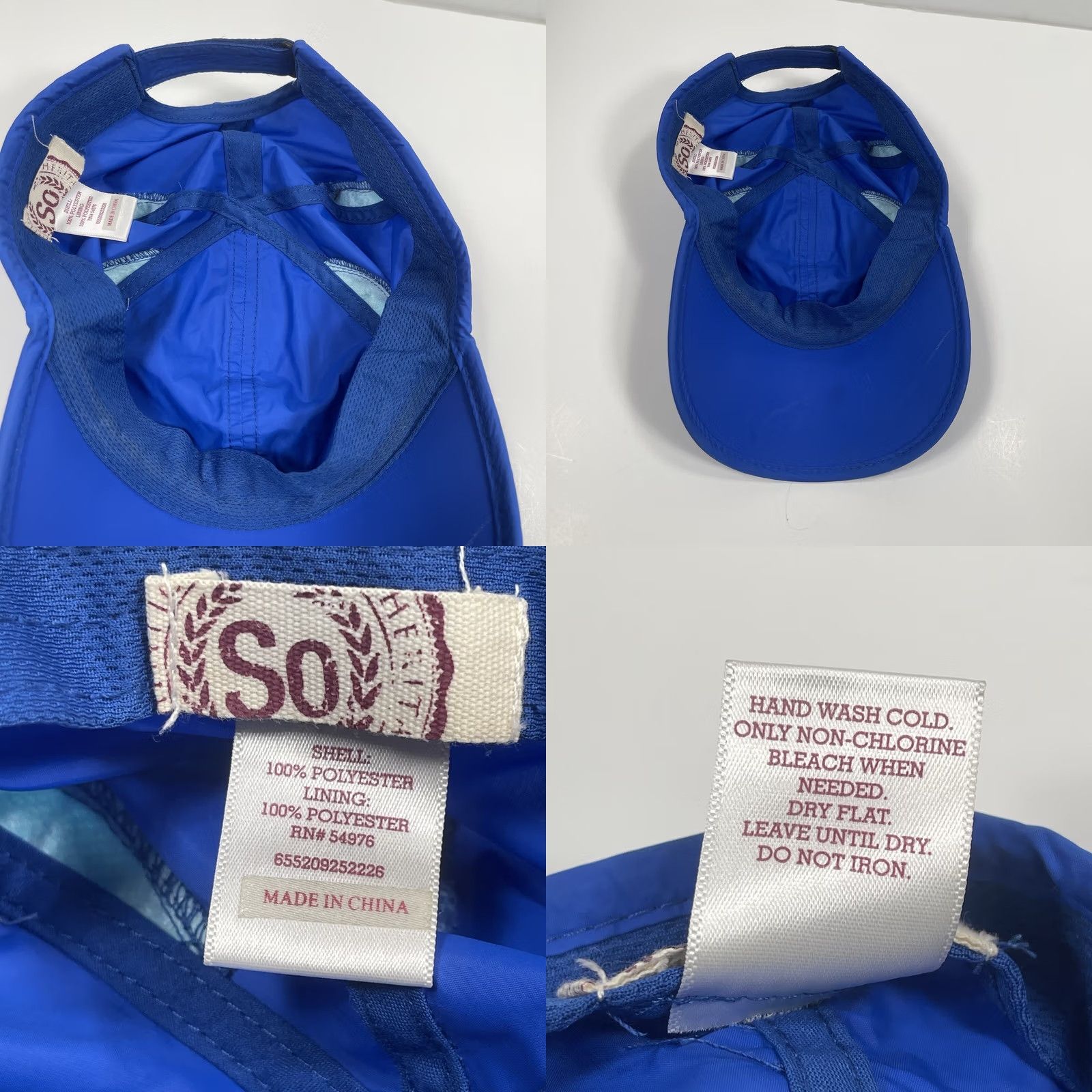Vintage SO Hat Baseball Cap Adult Adjustable Blue 100% Polyester Vented Triathlon Running Cap Unisex Adults Accessories Mens Womens Size ONE SIZE - 8 Thumbnail