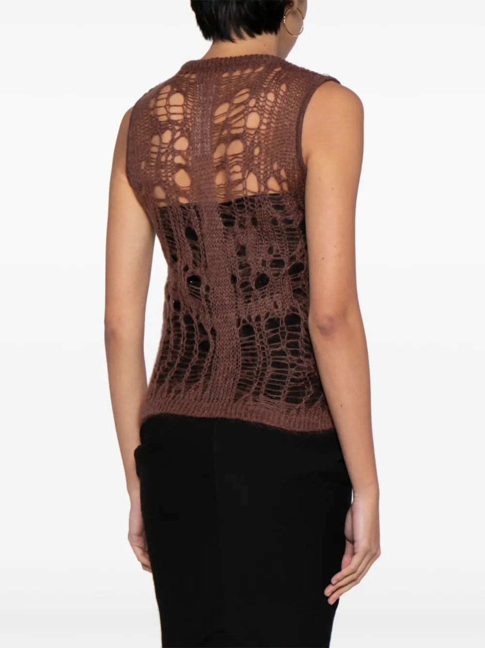 Rick Owens o1y0126 Sleeveless Sweater in Brown Size XS / US 0-2 / IT 36-38 - 3 Thumbnail
