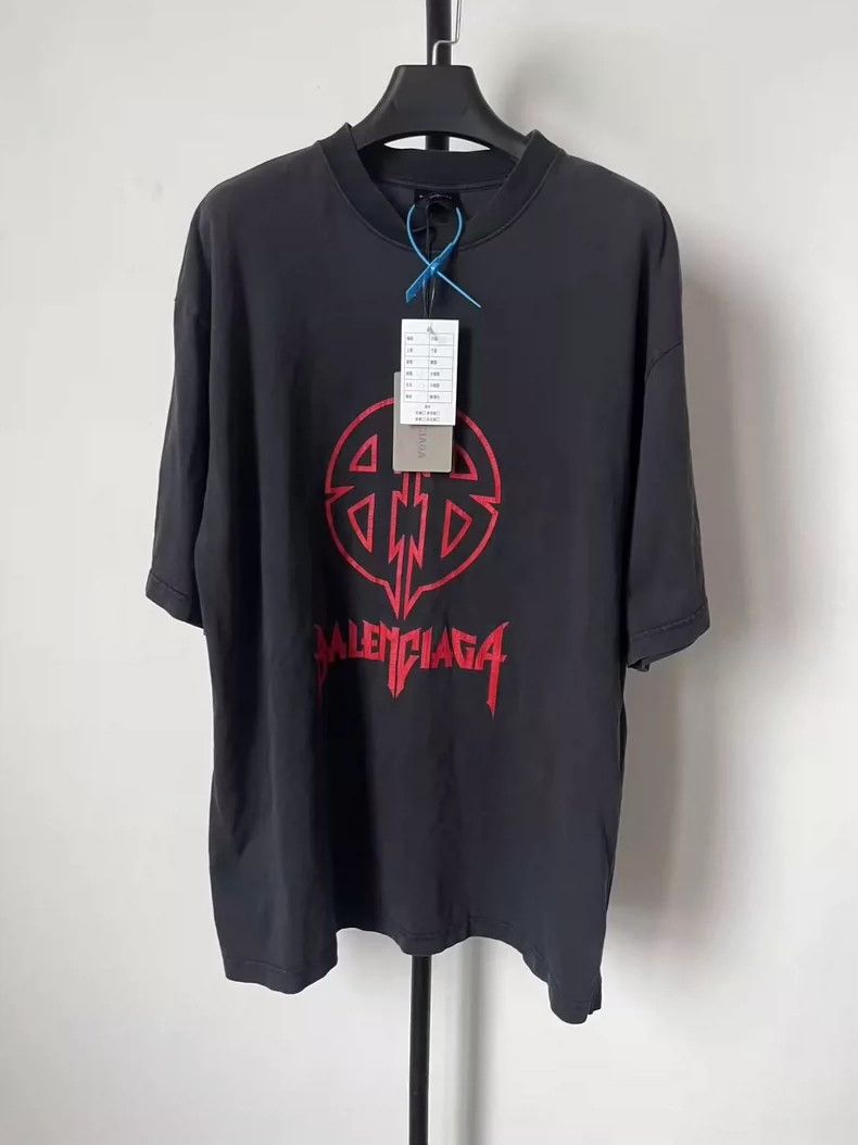 Balenciaga Balenciaga Black Red BB Logo Short Sleeve Tee - dmc Size US M / EU 48-50 / 2 - 1 Thumbnail