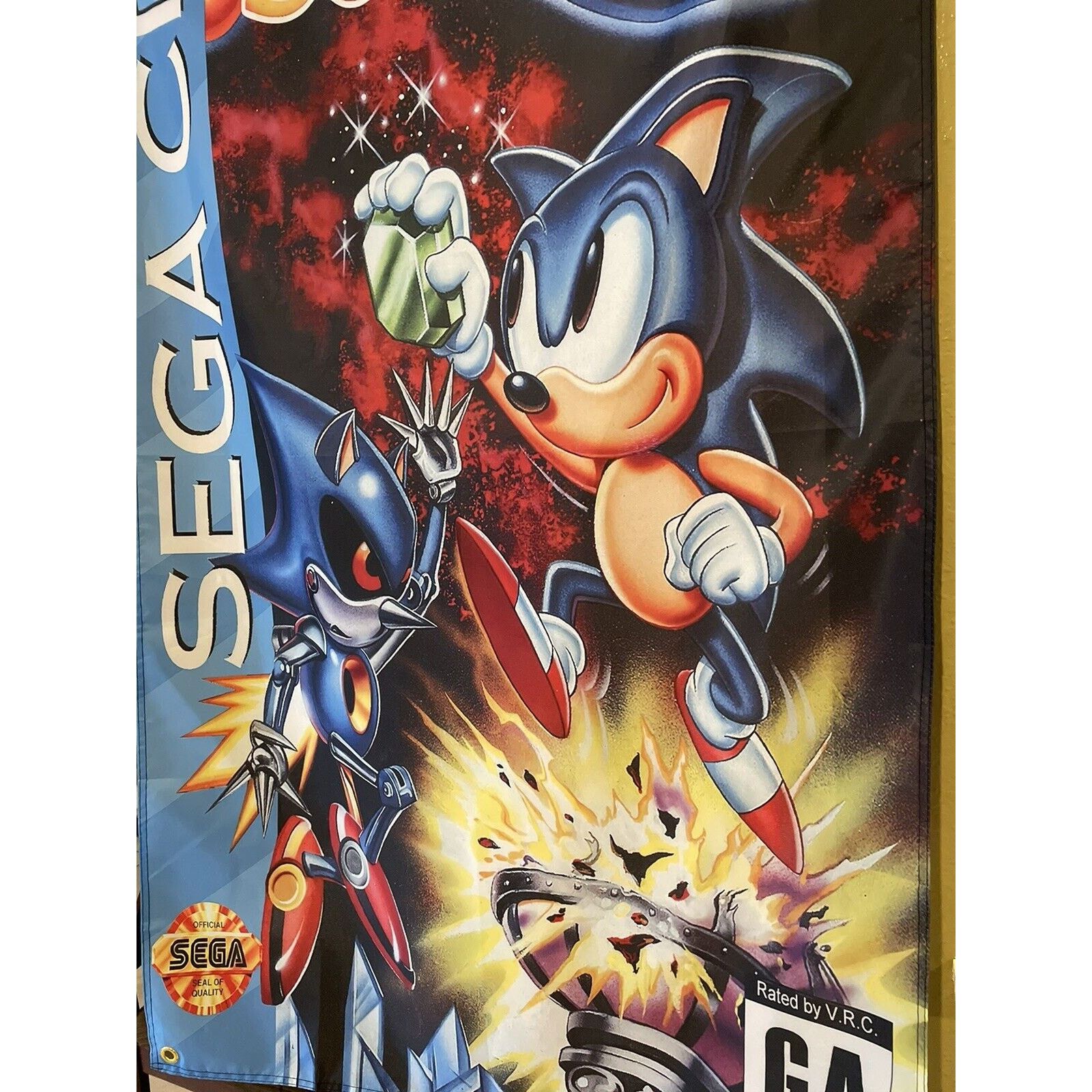 Other Sonic CD 5ft Flag Sega CD 1993 Poster The Hedgehog Knuckles Size ONE SIZE - 2 Thumbnail