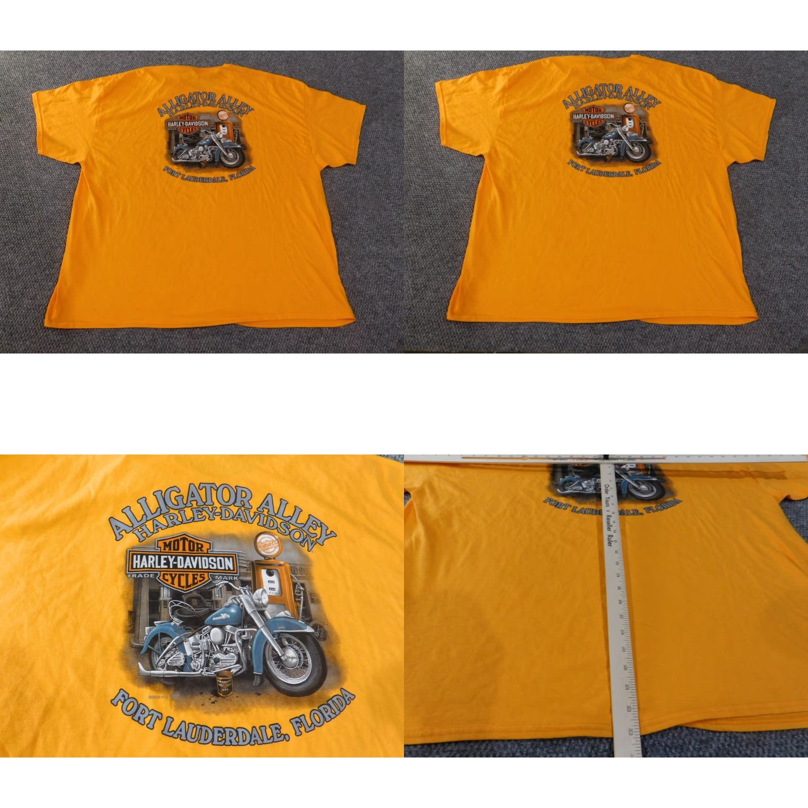 Harley Davidson Harley-Davidson Shirt T-Shirt 4XL Mens Yellow Biker Florida Fort Lauderdale Logo Crew Neck Short Sleeve Cotton Size US XXL / EU 58 / 5 - 9 Thumbnail