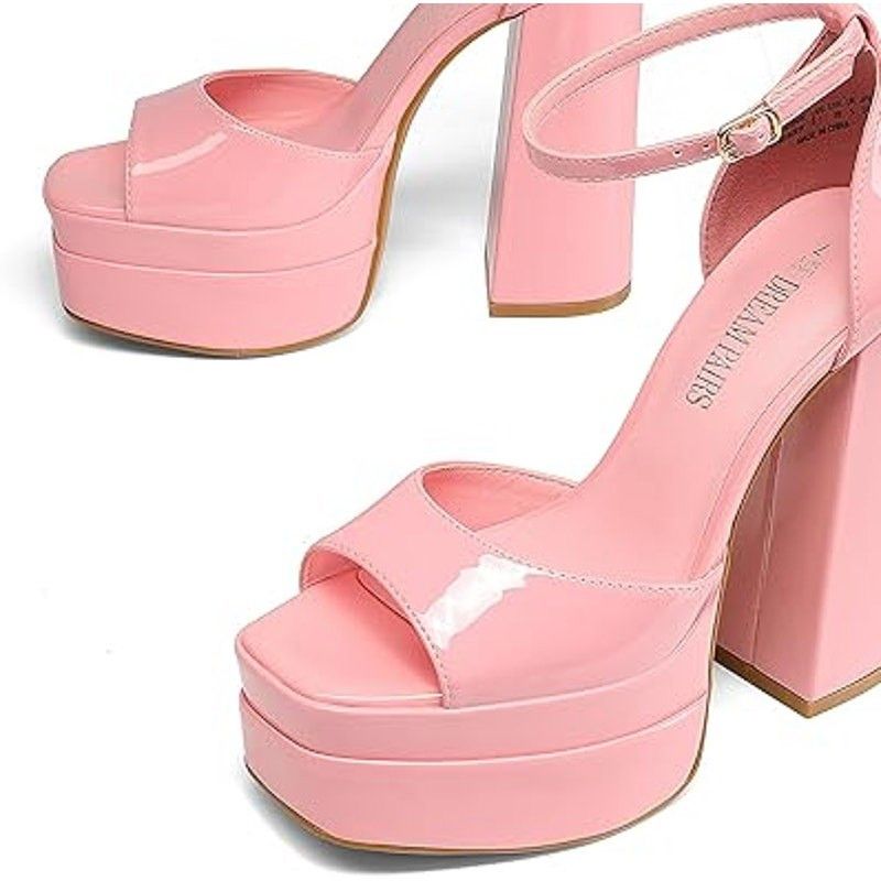 Other Dream Pairs 8.5 Bubble Gum Pink Open Toe Platform Heels Size US 8.5 / IT 38.5 - 3 Thumbnail