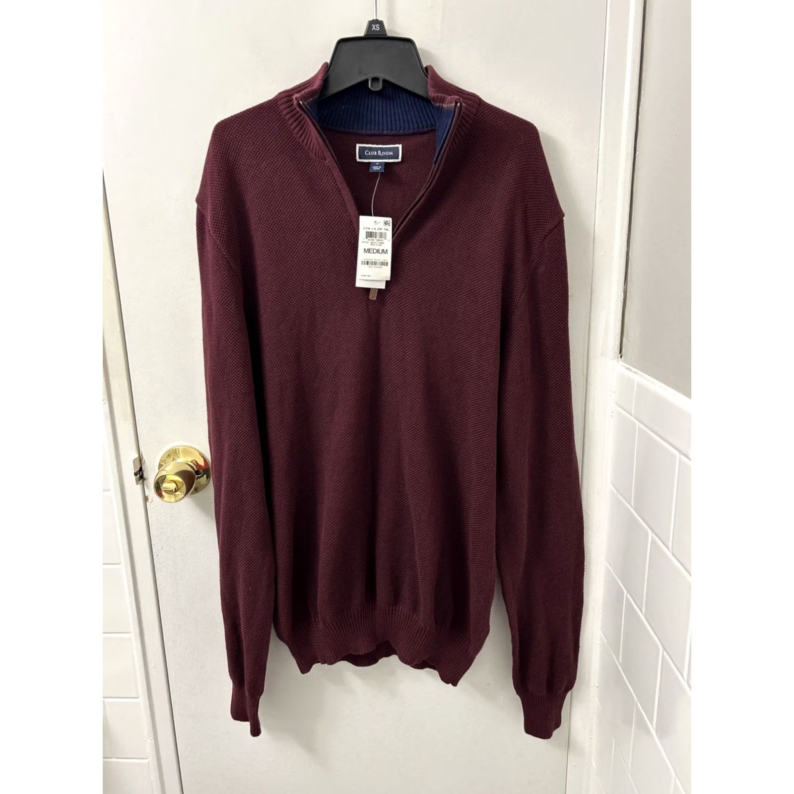 Club Room Club Room Sweater Mens Size M Red 1/4 Zip Pullover Long Sleeve Knit Sweatshirt Casual Winter Fall Teens? No, omit. Size US M / EU 48-50 / 2 - 2 Thumbnail
