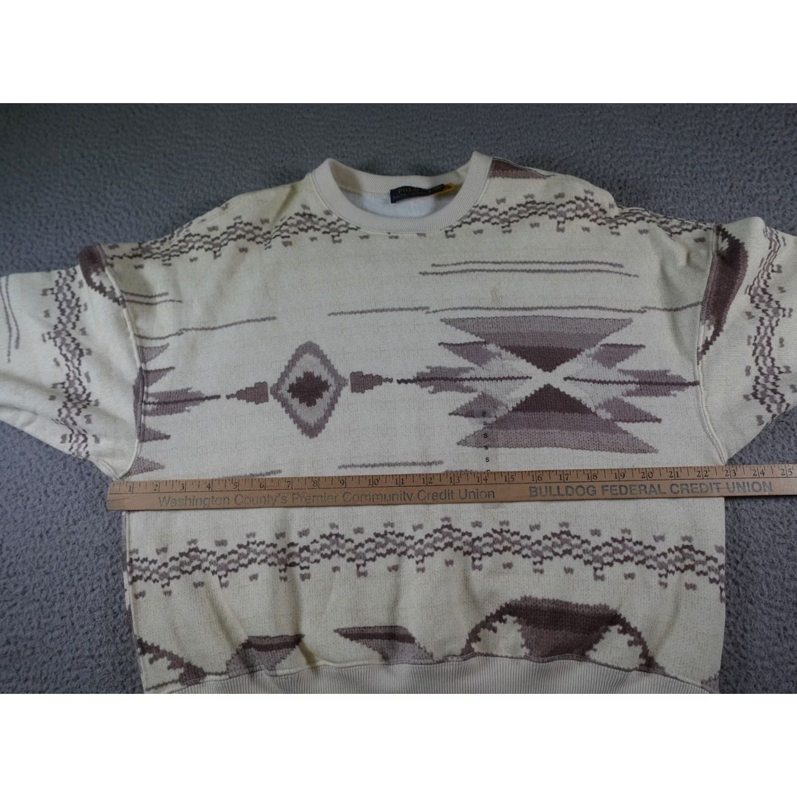 Polo Ralph Lauren Polo Ralph Lauren Sweatshirt Womens Small White Aztec Fleece Crewneck Western Size S / US 4 / IT 40 - 6 Thumbnail