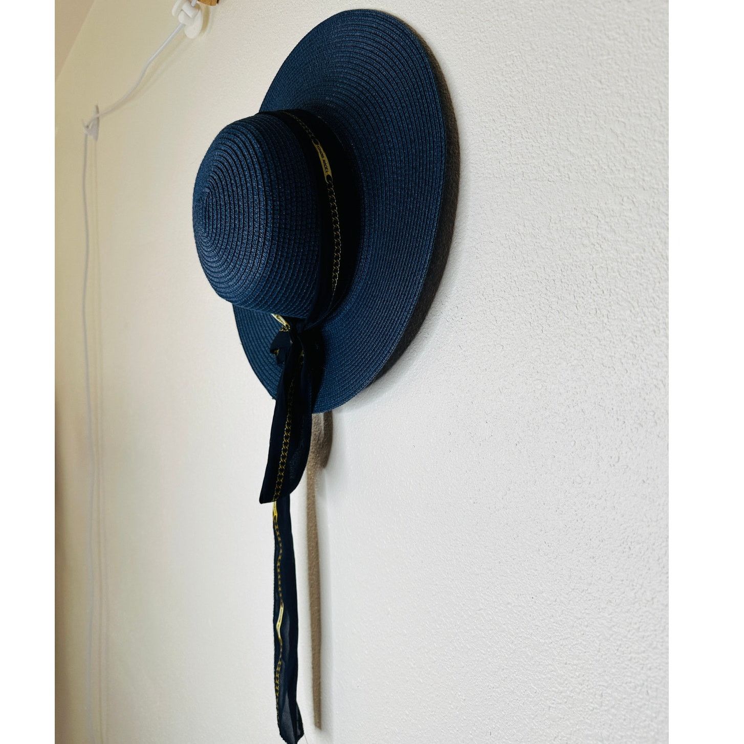 Other PG Accessories Navy Blue Paper Straw Summer Hat Tie Sash Size ONE SIZE - 2 Thumbnail