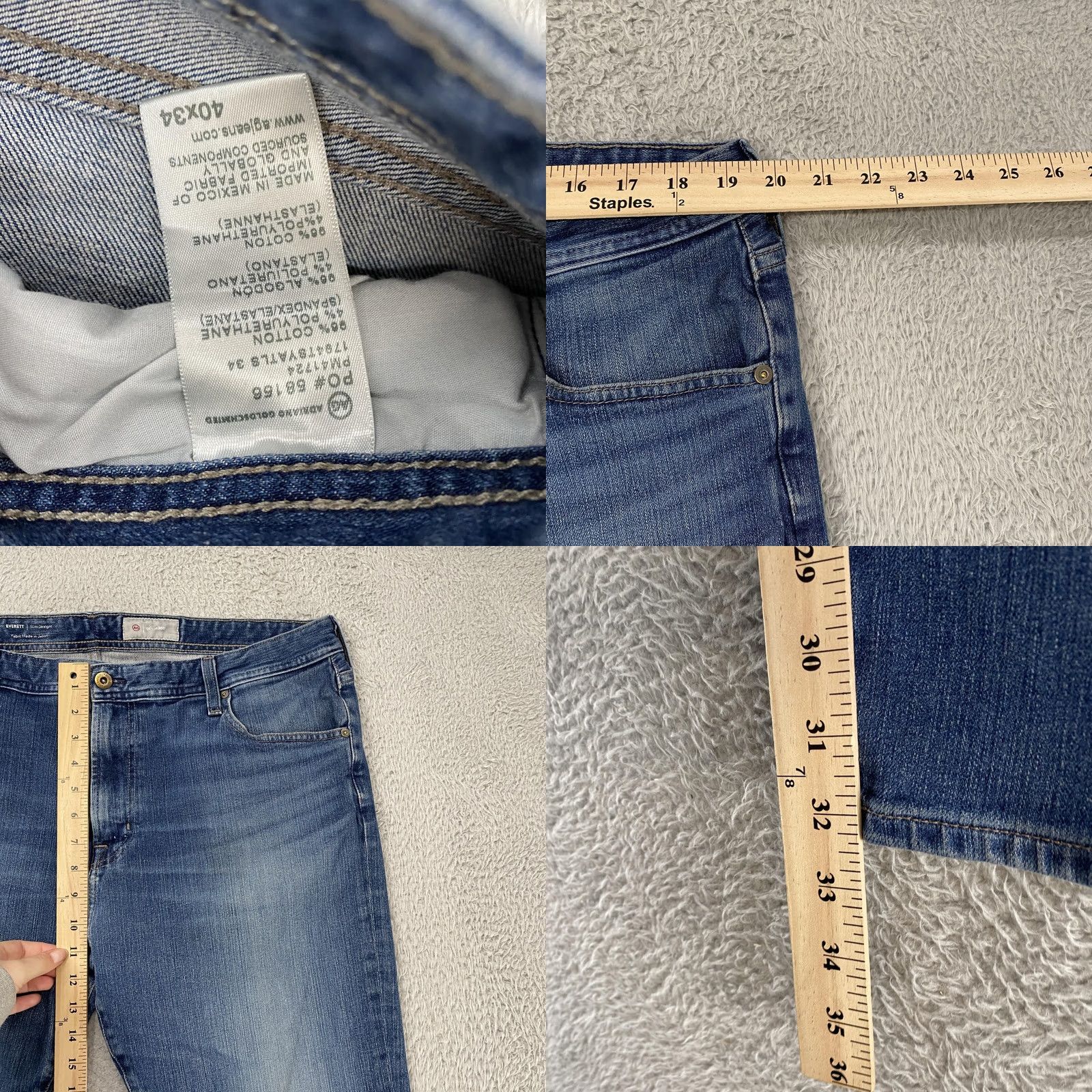 Denime AG Adriano Goldschmied Everett Jeans Slim Straight Denim 360° Blue Mens 40x34 Clothing, Cotton Blend, 40 in Waist, 34 in Inseam, Regular Size US 40 / EU 56 - 8 Thumbnail