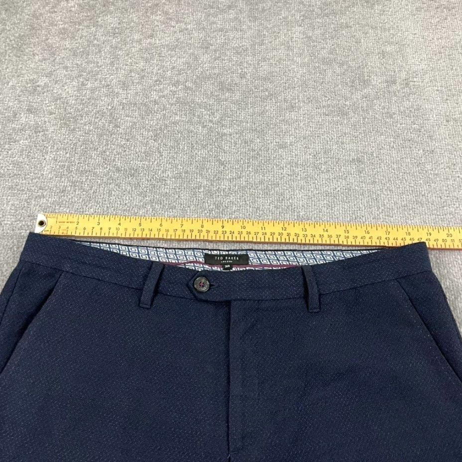 Ted Baker TED BAKER Pants Mens 36 R x 28.5" Navy Blue Pleated Dress Business Trousers Size US 36 / EU 52 - 4 Thumbnail