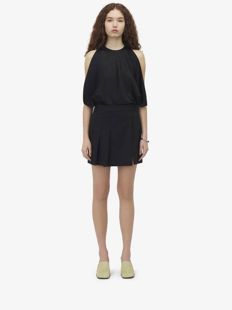 Alexander McQueen o1srvl11e0326 Pleated Mini Skirt in Black Size 27" / US 4 / IT 40 - 2 Thumbnail