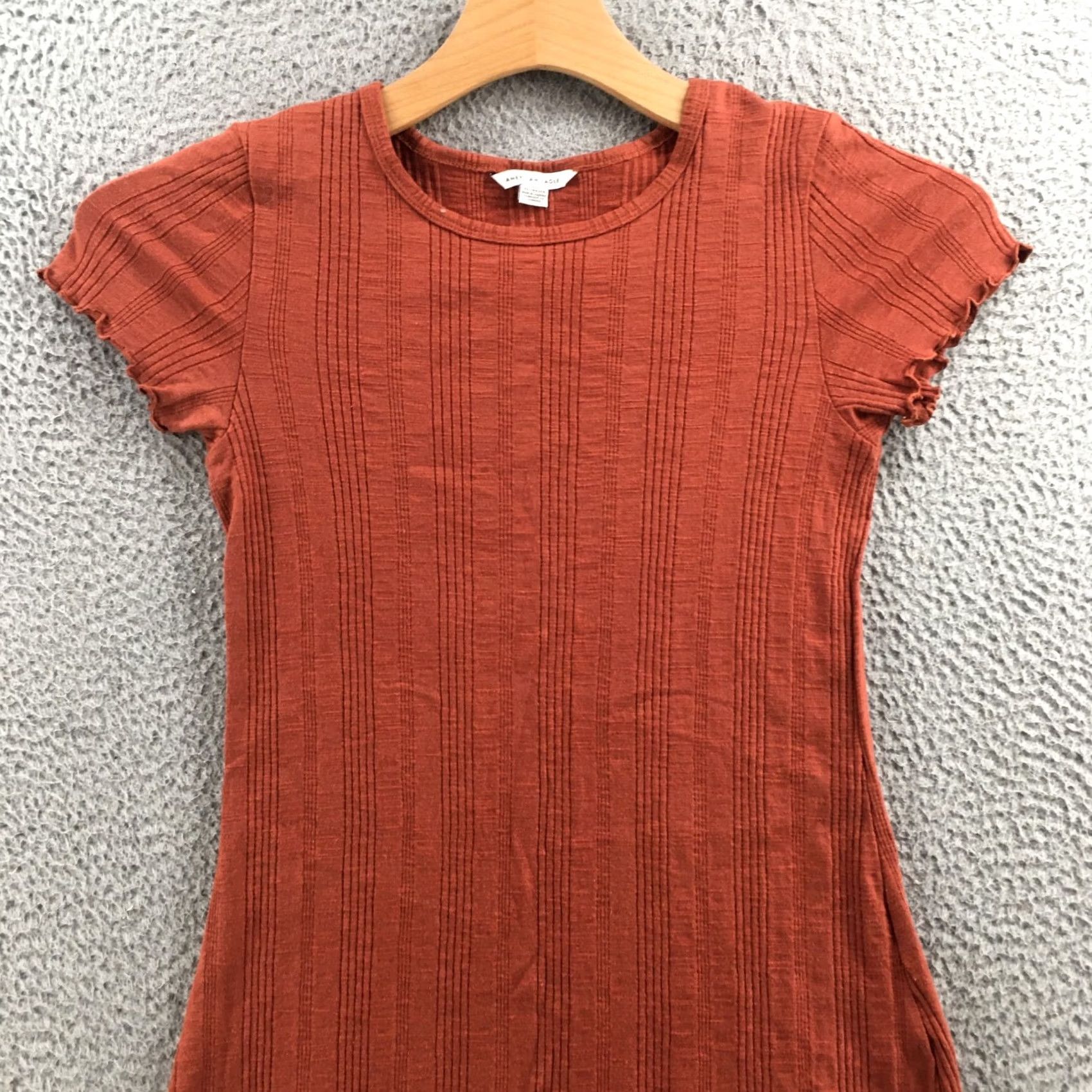 American Eagle Outfitters American Eagle Outfitters Shift Dress Womens XS Orange Cotton Blend Short Sleeve Pullover Size XS / US 0-2 / IT 36-38 - 2 Thumbnail