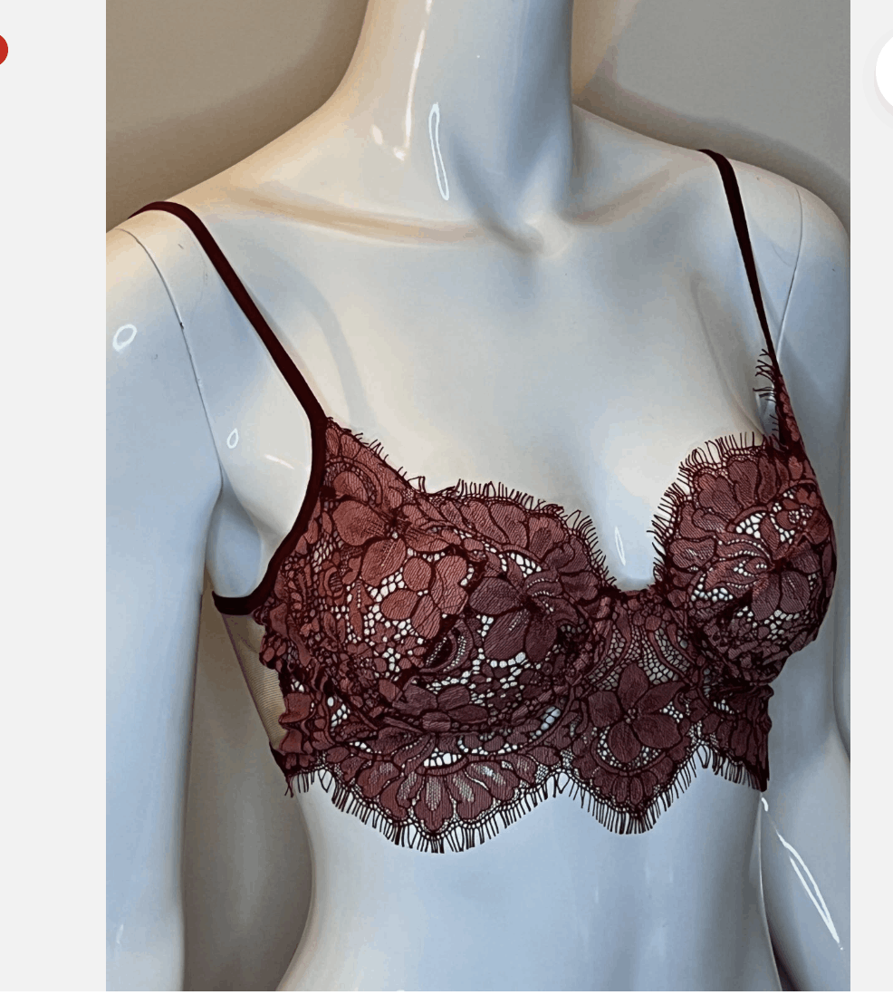 For Love & Lemons FOR LOVE AND LEMONS Loucette Lace Burgundy Red Underwire Bra Size ONE SIZE - 2 Thumbnail