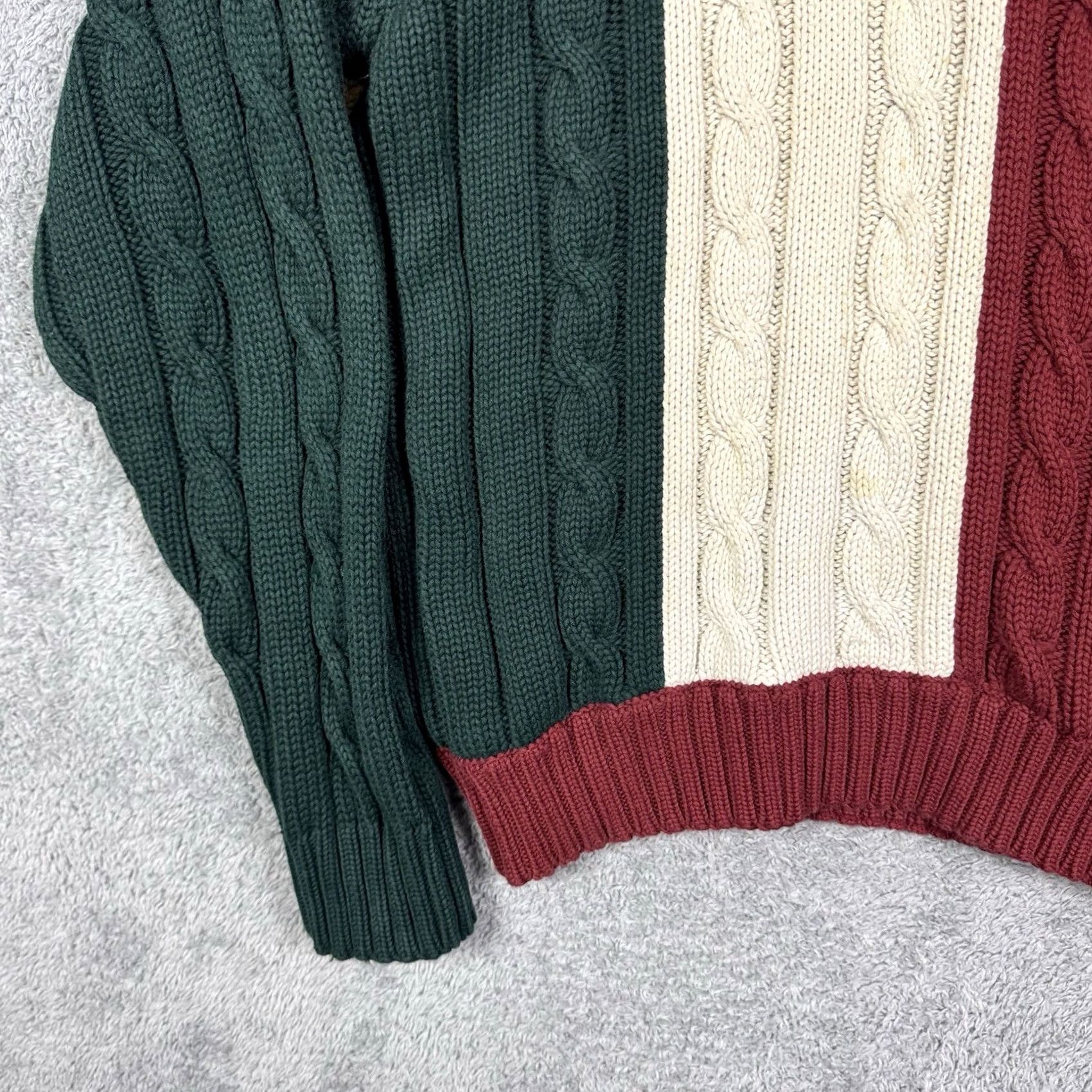 Tommy Hilfiger Vtg Tommy Hilfiger Cable Knit Sweater Mens XL Crest Rugby Stripe Pullover Knit Size US XL / EU 56 / 4 - 3 Thumbnail